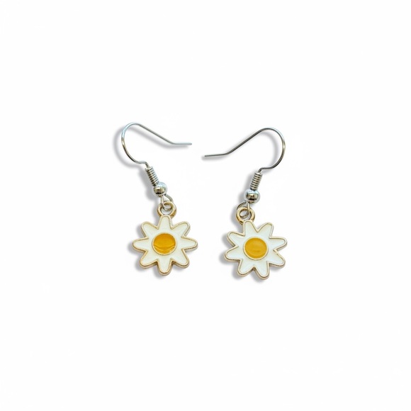Handmade Jewelry - Daisy Drop Earrings in Yellow and White